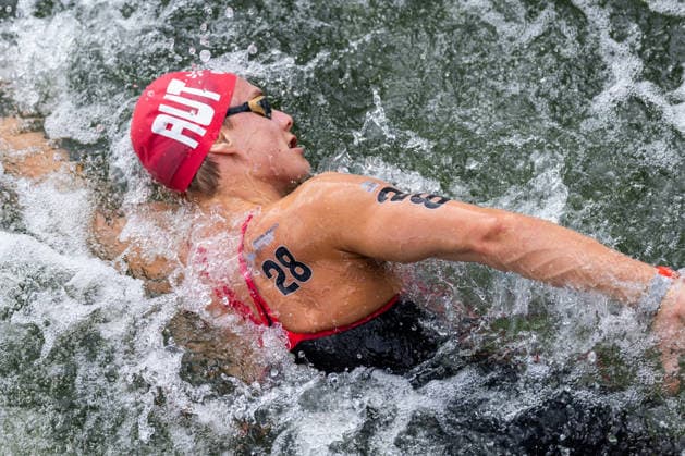 SWIMMING - EAC 2026 PARIS,FRANCE,05.AUG.26 - SWIMMING - European Aquatics Championships Paris 2026, open water, 5km, men. Image shows Luca Karl (AUT).  GEPAxpictures xPhilippxBrem