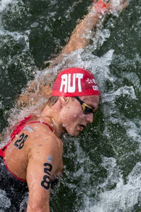 SWIMMING - EAC 2026 PARIS,FRANCE,05.AUG.26 - SWIMMING - European Aquatics Championships Paris 2026, open water, 5km, men. Image shows Luca Karl (AUT).  GEPAxpictures xPhilippxBrem