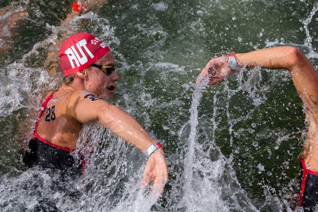 SWIMMING - EAC 2026 PARIS,FRANCE,05.AUG.26 - SWIMMING - European Aquatics Championships Paris 2026, open water, 5km, men. Image shows Luca Karl (AUT).  GEPAxpictures xPhilippxBrem