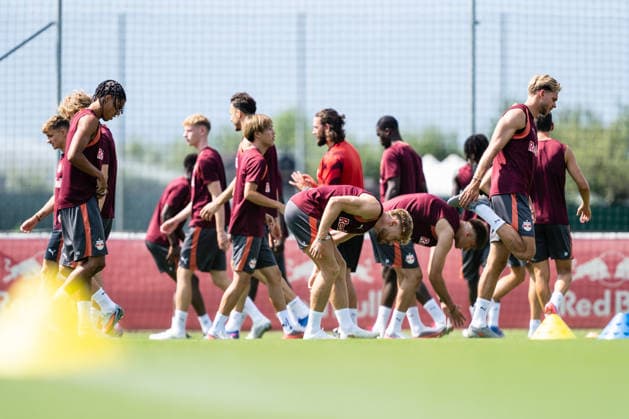 SOCCER - UEFA EL, RBS vs Pafos SALZBURG,AUSTRIA,05.AUG.26 - SOCCER - UEFA Europa League, qualification, Red Bull Salzburg vs Pafos FC, preview, training RBS. Image shows the team of Salzburg.  GEPAxpictures xJulioxArellano