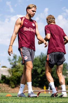 SOCCER - UEFA EL, RBS vs Pafos SALZBURG,AUSTRIA,05.AUG.26 - SOCCER - UEFA Europa League, qualification, Red Bull Salzburg vs Pafos FC, preview, training RBS. Image shows Leandro Morgalla (RBS).  GEPAxpictures xJulioxArellano
