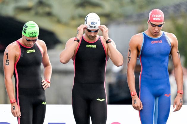 Domenico Acerenza of Italy prepares to compete in the open water swimming 5km Men Final during the European Aquatics Championships at the River Seine in Paris (France), August 5, 2026. Giorgio Scala DBM - Deepbluemedia Insidefoto