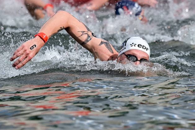 Florian Wellbrock of Germany competes in the open water swimming 5km Men Final during the European Aquatics Championships at the River Seine in Paris (France), August 5, 2026. Giorgio Scala DBM - Deepbluemedia Insidefoto