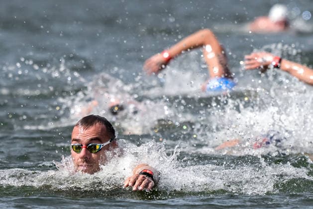 Gregorio Paltrinieri of Italy competes in the open water swimming 5km Men Final during the European Aquatics Championships at the River Seine in Paris (France), August 5, 2026. Giorgio Scala DBM - Deepbluemedia Insidefoto