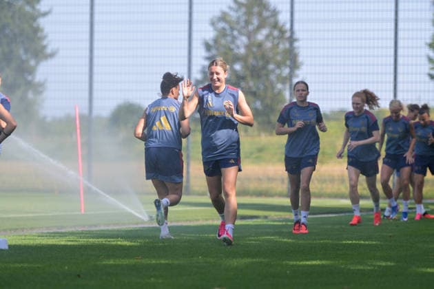 05.08.2026, München, Deutschland. Google Pixel Frauen-Bundesliga: Die FC Bayern Frauen absolvieren auf dem FC Bayern Campus eine Trainingseinheit zur Vorbereitung auf das Testspiel gegen Paris FC. Barbara Dunst (FC Bayern Frauen) *** August 5, 2026, Munich, Germany Google Pixel Women s Bundesliga The FC Bayern Women s team holds a training session at the FC Bayern Campus in preparation for their friendly match against Paris FC Barbara Dunst FC Bayern Women