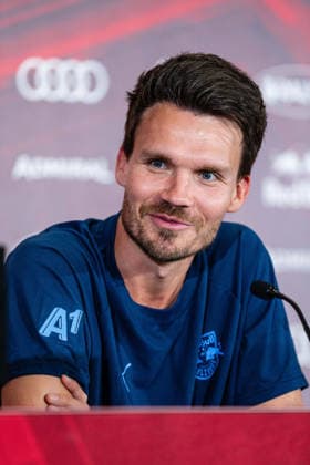 SOCCER - UEFA EL, RBS vs Pafos SALZBURG,AUSTRIA,05.AUG.26 - SOCCER - UEFA Europa League, qualification, Red Bull Salzburg vs Pafos FC, preview, press conference, PK, Pressekonferenz RBS. Image shows head coach Danny Roehl (RBS).  GEPAxpictures xJulioxArellano