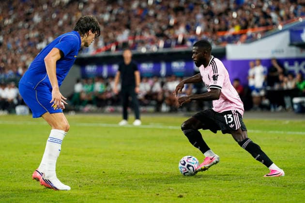 HONGKONG-SOCCER FOOTBALL-FEST Jeremie Boga of Juventus and Marco Palestra of Chelsea Football Club during a match of Chelsea Football Club and Juventus at Kai Tan Stadium during the Hong Kong Football Festival 2026 in Hong Kong, August 5, 2026. NEXPHER Vernon Yuen HONG KONG