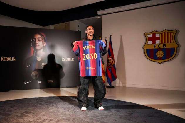 August 5, 2026, Barcelona, Barcelona, SPAIN: Kerolin Nicoli attends his presentation as new player of FC Barcelona, Barca at Commercial Office on August 05, 2026 in Barcelona, Spain. Barcelona SPAIN - ZUMAa181 20260805_zaa_a181_002 Copyright: xJavierxBorregox