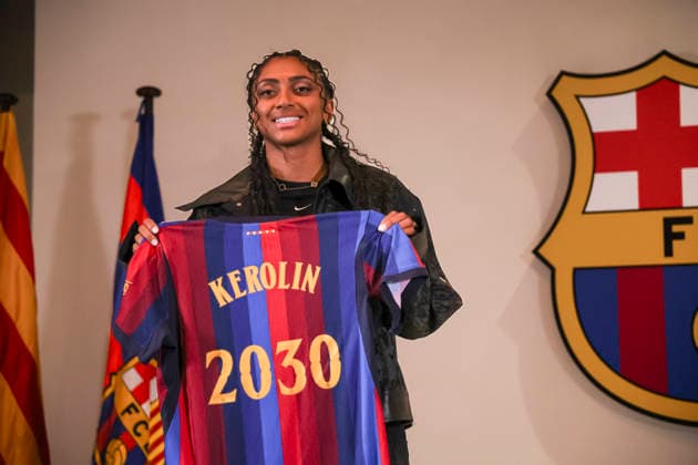 August 5, 2026, Barcelona, Barcelona, SPAIN: Kerolin Nicoli attends his presentation as new player of FC Barcelona, Barca at Commercial Office on August 05, 2026 in Barcelona, Spain. Barcelona SPAIN - ZUMAa181 20260805_zaa_a181_008 Copyright: xJavierxBorregox