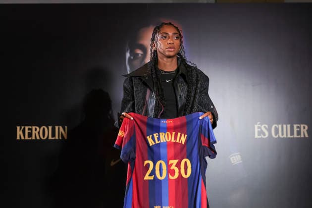 August 5, 2026, Barcelona, Barcelona, SPAIN: Kerolin Nicoli attends his presentation as new player of FC Barcelona, Barca at Commercial Office on August 05, 2026 in Barcelona, Spain. Barcelona SPAIN - ZUMAa181 20260805_zaa_a181_010 Copyright: xJavierxBorregox