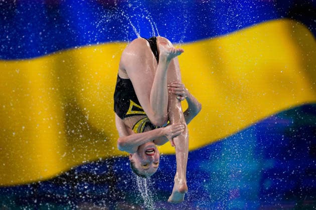 260805 An athlete of team Ukraine competes in artistic swimming acrobatic routine final during day six of the 2026 European Aquatics Championships on August 5, 2026 in Saint-Denis. Photo: Joel Marklund BILDBYRAN kod JM JM0833 bbeng konstsim artistic swimming 2026 european aquatics championships em *** 260805 An athlete from Team Ukraine competes in the artistic swimming acrobatic routine final on the sixth day of the 2026 European Aquatics Championships on August 5, 2026 in Saint Denis. Photo by Joel Marklund, BILDBYRAN. Code: JM JM0833 bbeng artistic swimming 2026 European Aquatics Championships EM  Copyright: JOELxMARKLUND BB260805JM053