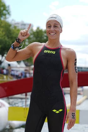 Open Water, Women s 5km, Ginevra TADDEUCCI from Italy, gold medal at the European Aquatics Championships Paris 2026, Paris, August 05, 2026 .  Copyright: xGianxMattiaxD Alberto LaPressex