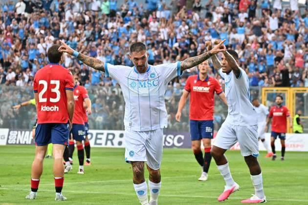 Foto IPP Felice De Martino Castel di Sangro (Aq) 05 08 2026 Calcio Partita Amichevole 2026 2027 Napoli - Osasuna Nella foto: Esultanza dopo il gol di Matteo Politano Italy Photo Press World Copyright Castel di Sangro italy Italia ITALY  Copyright: xR4924_italyphotopressx