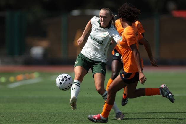 Biella, Italy, 5th August 2026. Elin Sorum of Hammarby IF during the Hammarby IF vs KFF Apolonia UEFA Womens Champions League 2nd Qualifying Round semi final match at Stadio Vittorio Pozzo, Biella. Picture credit should read: Jonathan Moscrop Sportimage EDITORIAL USE ONLY. No use with unauthorised audio, video, data, fixture lists, club league logos or live services. Online in-match use limited to 120 images, no video emulation. No use in betting, games or single club league player publications. SPI_021_JM_HAMMARBY_APOLONIA_UWCL SPI-4874-0021