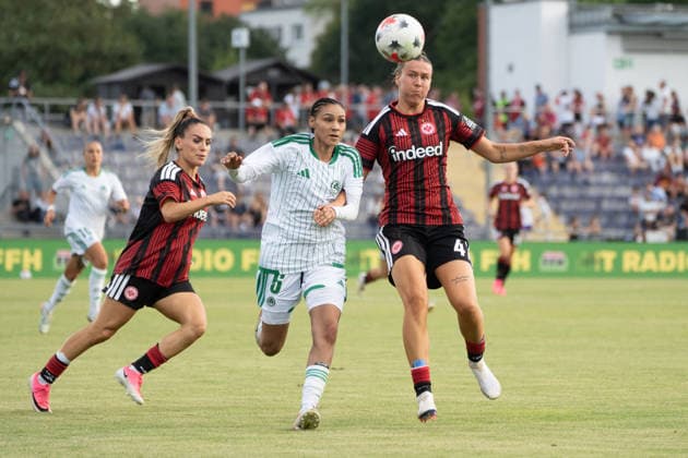 05.08.2026, xhfmx, Fussball CLQ HF 2. Qualirunde, Eintracht Frankfurt - Omonia Nicosia v.l. Jhenesis Amaya Ellerbe (Omonia Nikosia, 6) , Larissa Mühlhaus (Eintracht Frankfurt, 47) (DFL DFB REGULATIONS PROHIBIT ANY USE OF PHOTOGRAPHS as IMAGE SEQUENCES and or QUASI-VIDEO) Frankfurt *** August 5, 2026, xhfmx, Soccer CLQ HF 2 Qualifying Round, Eintracht Frankfurt vs. Omonia Nicosia, Jhenesis Amaya Ellerbe, Omonia Nicosia, 6, Larissa Mühlhaus Eintracht Frankfurt, 47 DFL DFB REGULATIONS PROHIBIT ANY USE OF PHOTOGRAPHS AS IMAGE SEQUENCES AND OR QUASI-VIDEO Frankfurt