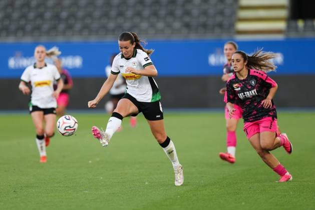 OHL Women s Sterre Gielen and TSC Backa Topola s Masa Ninkovic fight for the ball during a game between Oud-Heverlee Leuven Women and Serbian club TSC Backa Topola, Wednesday 5th of August 2026, in Leuven, a second round qualification game in the UEFA Women™s Champions League. BRUNOxFAHY  x182809742x