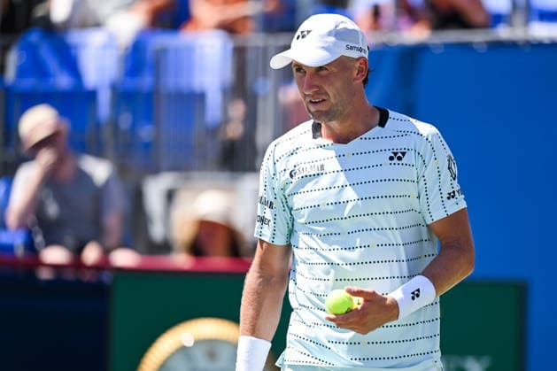MONTREAL, QC - AUGUST 05: Loon on Casper Ruud (NOR) during a second round match at National Bank Open on August 05, 2026 at IGA Stadium in Montreal, QC (Photo by David Kirouac Icon Sportswire) TENNIS: AUG 05 National Bank Open EDITORIAL USE ONLY Icon26080505826