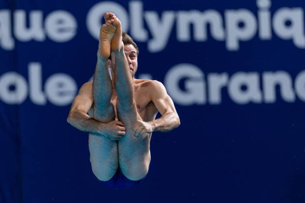 SWIMMING - EAC 2026 PARIS,FRANCE,05.AUG.26 - SWIMMING - European Aquatics Championships Paris 2026, diving, 3m springboard, men. Image shows Nikolaj Schaller (AUT).  GEPAxpictures xPhilippxBrem