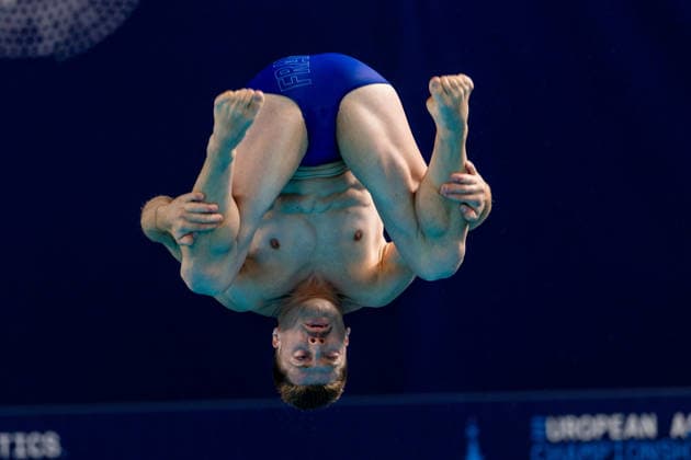 SWIMMING - EAC 2026 PARIS,FRANCE,05.AUG.26 - SWIMMING - European Aquatics Championships Paris 2026, diving, 3m springboard, men. Image shows Matteo Santoro (ITA).  GEPAxpictures xPhilippxBrem