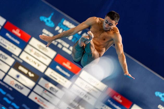 SWIMMING - EAC 2026 PARIS,FRANCE,05.AUG.26 - SWIMMING - European Aquatics Championships Paris 2026, diving, 3m springboard, men. Image shows Giovanni Tocci (ITA).  GEPAxpictures xPhilippxBrem