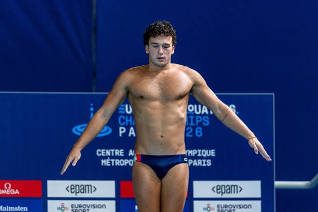 SWIMMING - EAC 2026 PARIS,FRANCE,05.AUG.26 - SWIMMING - European Aquatics Championships Paris 2026, diving, 3m springboard, men. Image shows Matteo Santoro (ITA).  GEPAxpictures xPhilippxBrem