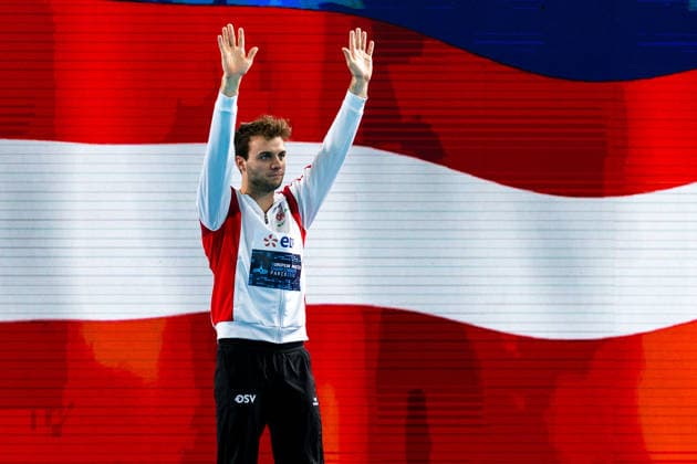 SWIMMING - EAC 2026 PARIS,FRANCE,05.AUG.26 - SWIMMING - European Aquatics Championships Paris 2026, diving, 3m springboard, men. Image shows Nikolaj Schaller (AUT).  GEPAxpictures xPhilippxBrem