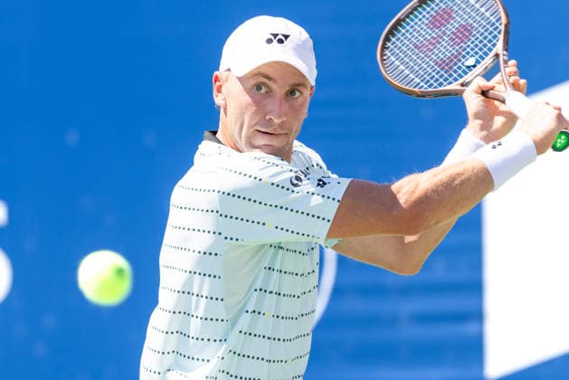 August 5, 2026, Montreal, Quebec, Canada: CASPER RUUD (9) from Norway backhand in match against Juan Manuel Cerundolo from Argentina in second round at Canadian Open at IGA stadium in Montreal, Quebec, Canada on 2026-08-05 Montreal Canada - ZUMAl189 20260805_zsp_l189_048 Copyright: xYannickxLegarex