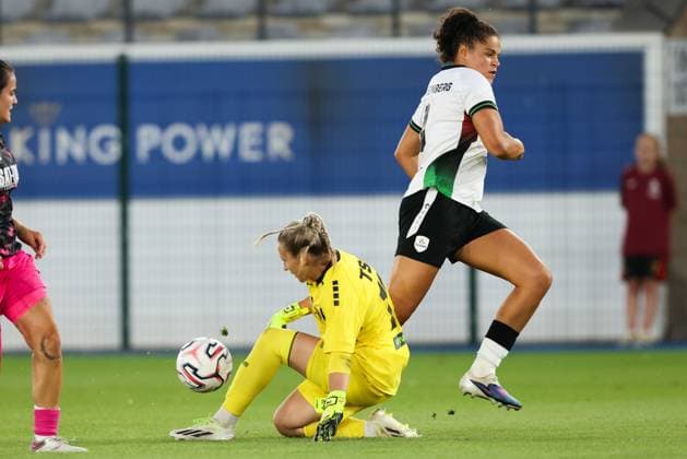 TSC Backa Topola s Ninoslava Stefanovic and OHL Women s Jada Conijnenberg fight for the ball during a game between Oud-Heverlee Leuven Women and Serbian club TSC Backa Topola, Wednesday 5th of August 2026, in Leuven, a second round qualification game in the UEFA Women™s Champions League. BRUNOxFAHY  x182811737x