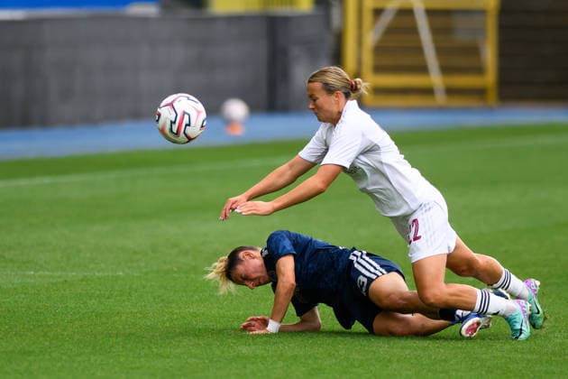 LEUVEN, BELGIUM - 5 AUGUST, 2026: Nadiia Kunina, Zeynep Kerimoglu - The match of CP Mini Tournament 5. UEFA Women Champions League Metalist 1925 (FC Kharkiv) vs Fenerbahce at Den Dreef.  Copyright: xVitaliixKliuievx