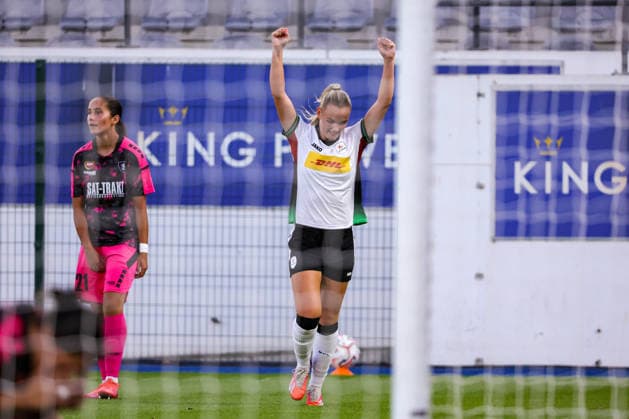 260805 UWCL OH Leuven vs TSC Isabella Dekker (26) of OH Leuven celebrating the goal (2-0) during a female soccer game between OH Leuven (BEL) and TSC (SRB) Second qualifying round, Semi-finals of UEFA Champions League Mini Tournament 5, on Wednesday 5 August 2026 in LEUVEN , BELGIUM . PHOTO SPORTPIX Sevil Oktem LEUVEN DEN DREEF BELGIUM  Copyright: xSportpix.bex xSevilxOktemxSevilxOktemx