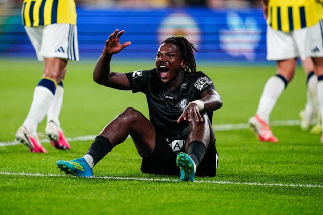 Fenerbahce SK v Sturm Graz - UEFA Champions League 2026 27 Third Qualifying Round First Leg Seedy Jatta of Sturm Graz reacts during the UEFA Champions League 2026 27 third qualifying round first leg match between Fenerbahce SK and Sturm Graz at Fenerbahce Sükrü Saracoglu Spor Kompleksi on August 05, 2026 in Istanbul, Turkey. Istanbul Fenerbahce Sükrü Saracoglu Spor Kompleksi Istanbul Turkey Copyright: xxYagizxGurtugx
