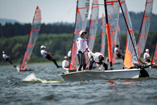 The 2026 29er European Championship, EM, Europameisterschaft continued with preliminary races on August 5, 2026, on Lipno Lake in Cerna v Posumavi, Czech Republic. (CTKxPhoto VaclavxPancer) CTKPhotoP2026080507987  CTKPhotoP2026080507987