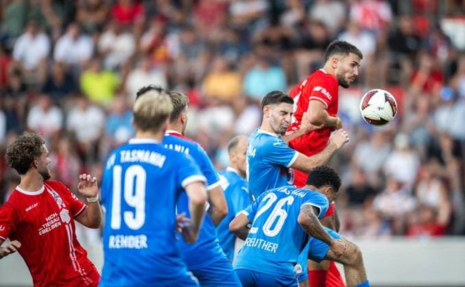 FUSSBALL REGIONALLIGA NORDOST - SAISON 2026-2027 - 3. SPIELTAG FC ROT WEISS ERFURT - SV TASMANIA BERLIN ** NUR FÜR REDAKTIONELLE ZWECKE ** EDITORIAL USE ONLY **<p>05 08 2026-Erfurt: Fussball Regionalliga Nordost 3. Spieltag Saison 2026-2027 Steigerwaldstadion FC Rot Weiss Erfurt - SV Tasmania Berlin im Foto: Sofiane Ikene 4 (FC Rot‘Weiß Erfurt) erzielt in dieser Szene den Treffer zum 4:0 für Erfurt ( Deutschland Thueringen Erfurt Copyright: SaschaxFromm *** SOCCER REGIONAL LEAGUE NORTHEAST 2026–2027 SEASON, MATCHDAY 3: FC ROT WEISS ERFURT VS. SV TASMANIA BERLIN ** FOR EDITORIAL USE ONLY ** EDITORIAL USE ONLY ** August 5, 2026 Erfurt Soccer Regional League Northeast Matchday 3, 2026–2027 Season, Steigerwaldstadion: FC Rot-Weiss Erfurt vs. SV Tasmania Berlin. Photo by Sofiane Ikene 4 FC Rot’Weiss Erfurt scores the goal to make it 4–0 for Erfurt in this scene. Germany, Thuringia, Erfurt. Copyright SaschaxFromm Copyright: SaschaxFromm doc8714l31bdgp19de8ap91 ,EDITORIAL USE ONLY