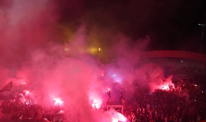 Egyptian footballer Mohamed Salah arrives in Trabzon, Turkiye TRABZON, TURKIYE - AUGUST 5: Trabzonspor supporters welcome Egyptian footballer Mohamed Salah with flares and chants upon his arrival at Trabzon Airport in Trabzon, Turkiye, on August 5, 2026. Hasan Tascan Anadolu Trabzon Turkey. Editorial use only. Please get in touch for any other usage.  Copyright: x2026xAnadoluxHasanxTascanx