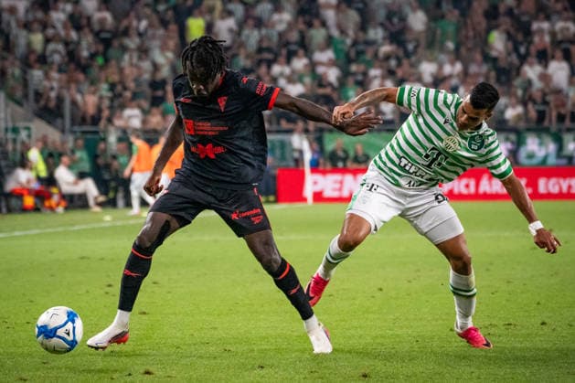 Yvan Ikia Dimi and Cadu seen during UEFA Europa League qualifying game between teams of Ferencvaros and Gornik Zabrze (Matej Sagan Ball Raw Images) Budapest Groupama Arena Slovakia Copyright: xMatejxSaganx DSC02367