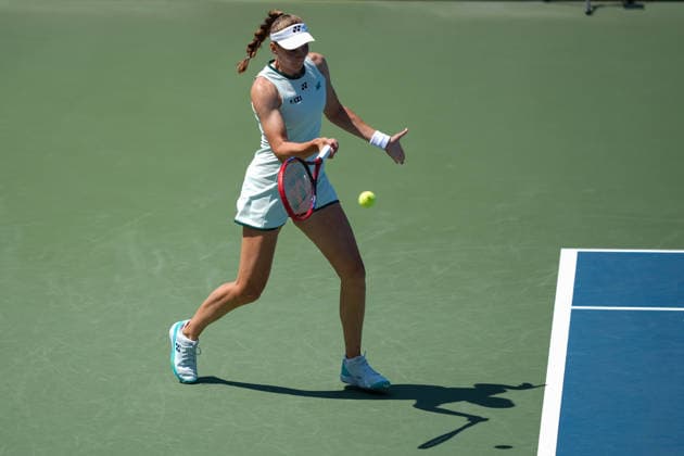 WTA, Tennis Damen Masters 1000 National Bank Open Toronto 2026 - Round of 64 - Day 5 Elena Rybakina of Kazakhstan plays a forehand during the Women™s Singles round of 64 match against Daria Kasatkina of Australia on day 5 of the WTA Masters 1000 National Bank Open at Sobeys Stadium on August 5, 2026, in Toronto, Canada. (Photo by Leonardo Ramirez Eyepix Group) Copyright: xLeonardoxRamirezx xEyepixxGroupx LR_04082026_08364