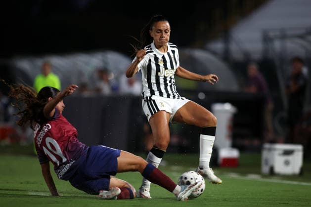 2026-08-05 Juventus FC v Torreense - UEFA Women s Champions League BIELLA, ITALY - AUGUST 5: Maria Margarida Rosa Guerreiro of Torreense, Annamaria Serturini of Juventus Women during the UEFA Women s Champions League match between Juventus FC and Torreense at Stadio Comunale Vittorio Pozzo Lamarmora on August 5, 2026 in Biella, Italy. (Photo by Nderim Kaceli BSR Agency) Biella Italy Content not available for redistribution in The Netherlands directly or indirectly through any third parties. Copyright: xBSRxAgencyx