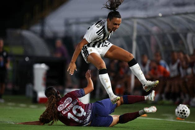 2026-08-05 Juventus FC v Torreense - UEFA Women s Champions League BIELLA, ITALY - AUGUST 5: Maria Margarida Rosa Guerreiro of Torreense, Annamaria Serturini of Juventus Women during the UEFA Women s Champions League match between Juventus FC and Torreense at Stadio Comunale Vittorio Pozzo Lamarmora on August 5, 2026 in Biella, Italy. (Photo by Nderim Kaceli BSR Agency) Biella Italy Content not available for redistribution in The Netherlands directly or indirectly through any third parties. Copyright: xBSRxAgencyx