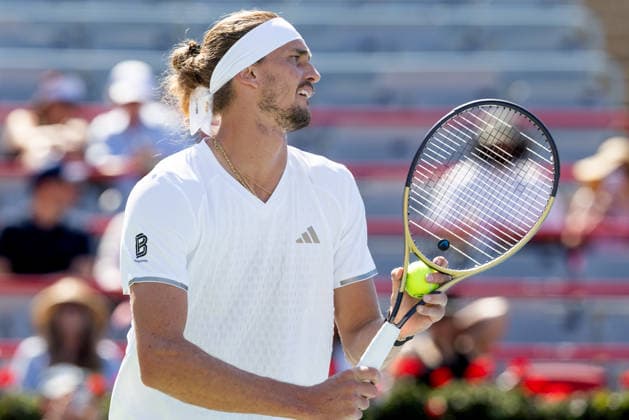August 5, 2026, Montreal, Quebec, Canada: ALEXANDER ZVEREV (1) from Germany serving in match against Tallon Griekspoor from Nederlands in second round at Canadian Open at IGA stadium in Montreal, Quebec, Canada on 2026-08-05 Montreal Canada - ZUMAl189 20260805_zsp_l189_067 Copyright: xYannickxLegarex