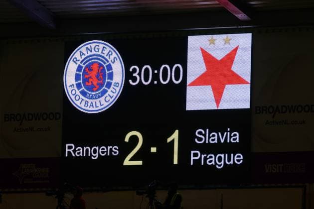 The full time score during the UEFA Women s Champions League qualifying match at Broadwood Stadium, Scotland. UEFA Women s Champions League - Second Qualifying Round - Semi Finals - Slavia Prague Women v Rangers Women - Broadwood Stadium, Cumbernauld, Lanarkshire, Scotland, UK - 05 Aug 2026Cumbernauld Broadwood Stadium Lanarkshire United Kingdom  Copyright: xO Rourke RangersxFC Shutterstockx 17048546c