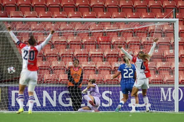 Isabella Briede of Slavia Prague scores during the UEFA Women s Champions League qualifying match at Broadwood Stadium, Scotland. UEFA Women s Champions League - Second Qualifying Round - Semi Finals - Slavia Prague Women v Rangers Women - Broadwood Stadium, Cumbernauld, Lanarkshire, Scotland, UK - 05 Aug 2026Cumbernauld Broadwood Stadium Lanarkshire United Kingdom  Copyright: xO Rourke RangersxFC Shutterstockx 17048546q