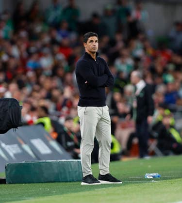 RECORD DATE NOT STATED 5th August 2026; Aviva Stadium, Dublin, Ireland; Friendly Football, Arsenal versus Real Betis; Mikel Arteta Arsenal manager looks on PeterxFitzpatrick