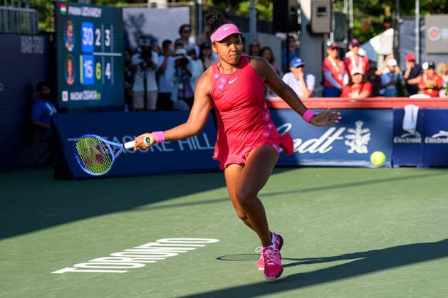 August 5, 2026, Toronto, Ontario, Canada: NAOMI OSAKA of Japan returns the ball during her second-round match against Panna Udvardy of Hungary at the National Bank Open, part of the Hologic WTA, Tennis Damen Tour, at Sobeys Stadium. Osaka defeated Udvardy 6-2, 6-4 to advance to the third round. Tennis 2026: WTA 1000 National Bank Open Presented By Rogers.  - ZUMAr228 20260805_znp_r228_034 Copyright: xVasiliyxRyabykhx