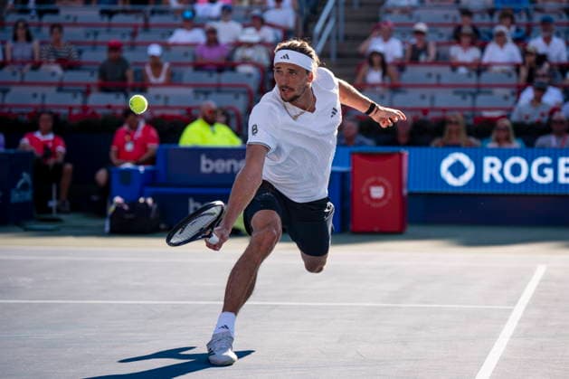 August 5, 2026, Montreal, Pq, Canada: Alexander Zverev of GermanyÃ‚ returns the ball from Tallon Griekspoor of Netherlands on day four of the National Bank Open tennis tournament in Montreal on Wednesday, August 5, 2026. Canada News - August 5, 2026  - ZUMAc35_ 20260805_zaf_c35_127 Copyright: xChristopherxKatsarovx