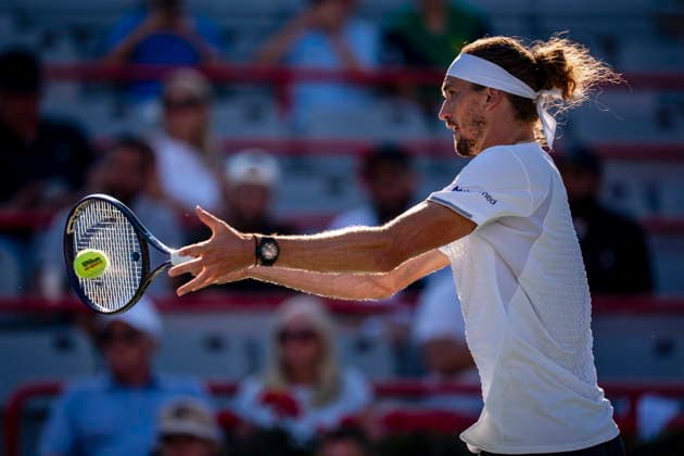 August 5, 2026, Montreal, Pq, Canada: Alexander Zverev of GermanyÃ‚ returns the ball from Tallon Griekspoor of Netherlands on day four of the National Bank Open tennis tournament in Montreal on Wednesday, August 5, 2026. Canada News - August 5, 2026  - ZUMAc35_ 20260805_zaf_c35_129 Copyright: xChristopherxKatsarovx
