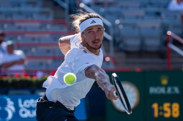 August 5, 2026, Montreal, Pq, Canada: Alexander Zverev of GermanyÃ‚ returns the ball from Tallon Griekspoor of Netherlands on day four of the National Bank Open tennis tournament in Montreal on Wednesday, August 5, 2026. Canada News - August 5, 2026  - ZUMAc35_ 20260805_zaf_c35_132 Copyright: xChristopherxKatsarovx