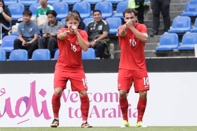 CONCACAF U-20 Championship - Canada vs Jamaica Liam Mackenzie (R) and Sergei Kozlovskiy of Canada celebrate a goal during a CONCACAF U-20 Championship match between Canada and Jamaica at Cuauhtemoc Stadium in Puebla, Mexico, 05 August 2026. Puebla Mexico  Copyright: xHildaxRiosx