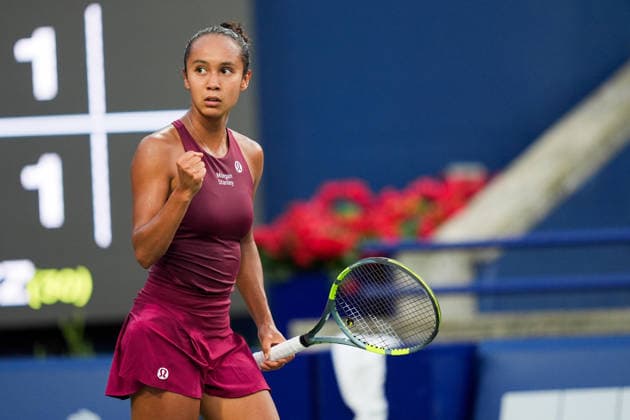 WTA, Tennis Damen Masters 1000 National Bank Open Toronto 2026 - Round of 64 - Day 5 Leylah Fernandez of Canada celebrates after a point during the Women™s Singles round of 64 match against Renata Zarazua of Mexico on day 5 of the WTA Masters 1000 National Bank Open at Sobeys Stadium on August 5, 2026, in Toronto, Canada. (Photo by Leonardo Ramirez Eyepix Group) Copyright: xLeonardoxRamirezx xEyepixxGroupx LR_04082026_08659