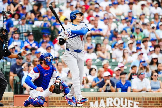 Shohei Ohtani ,(Dodgers) Shohei Ohtani of the Los Angeles Dodgers hits his 25th home run of the season during the MLB, Baseball Herren, USA regular season game against the Chicago Cubs at Wrigley Field in Chicago, Illinois, USA.  aflo_340193912 TakashixKurosawax