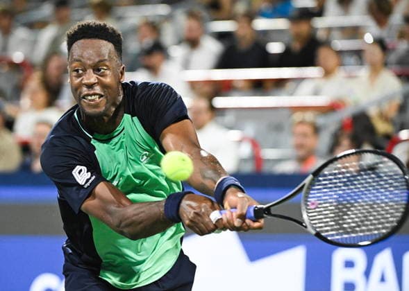 August 5, 2026, Montreal, Pq, Canada: Gael Monfils of France plays a shot to Learner Tien of the United States during their second round match at the National Bank Open tennis tournament in Montreal, on Wednesday, August 5, 2026. Canada News - August 5, 2026  - ZUMAc35_ 20260805_zaf_c35_185 Copyright: xGrahamxHughesx